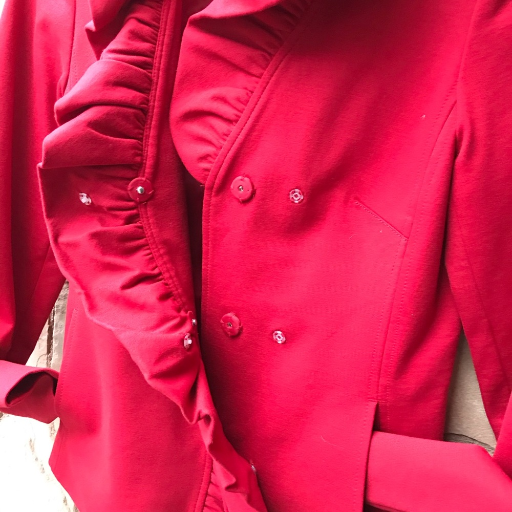 INC Red Ruffle Blazer Jacket - Picture 8 of 8